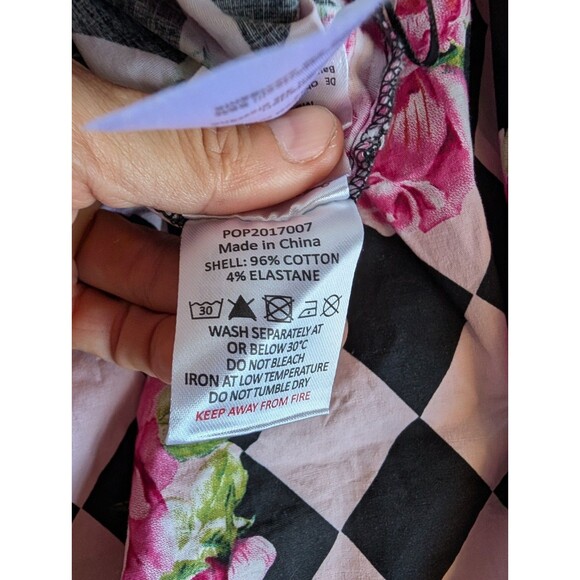 Hell Bunny Women’s Floral Rose Checkered Print 50s Full Skirt Pockets 3XL Swing - Picture 6 of 8